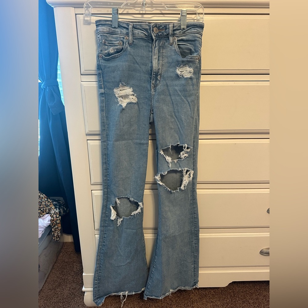 American Eagle Outfitters Blue Flare Wide Leg Jeans